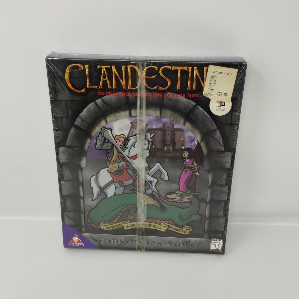 Clandestiny PC Computer Video Game Big Box Trilobyte CD-ROM 1996 Factory Sealed‎